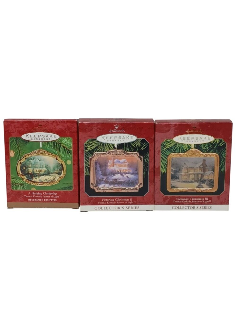 3 Hallmark Keepsake Ornaments Thomas Kinkade Victorian Christmas Full Set #M-7